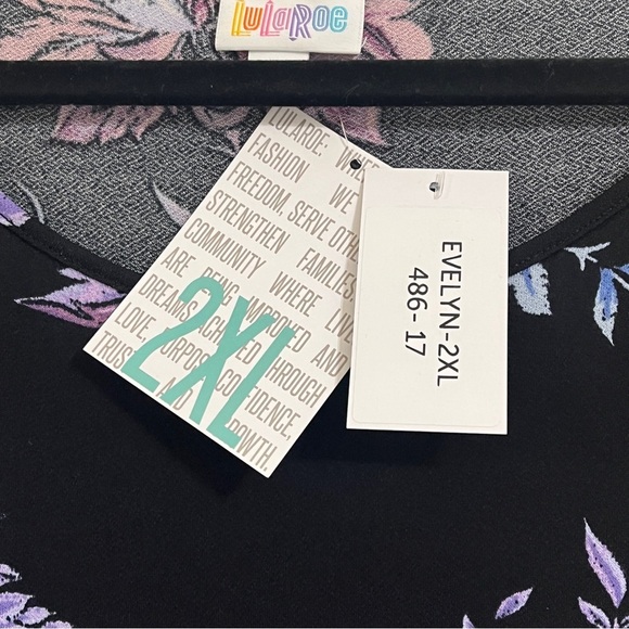 LulaRoe Women Evelyn Maxi Dress Bracelet-length Sleeves Black Purple Floral 2XL - Picture 8 of 13